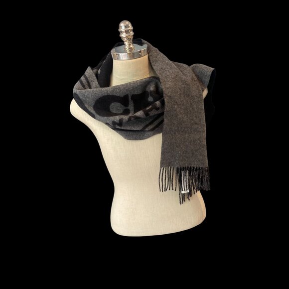 Coach muffler ec-21684 Gray Black Cleaned Good Condition Cashmere 100% Used - Picture 3 of 5